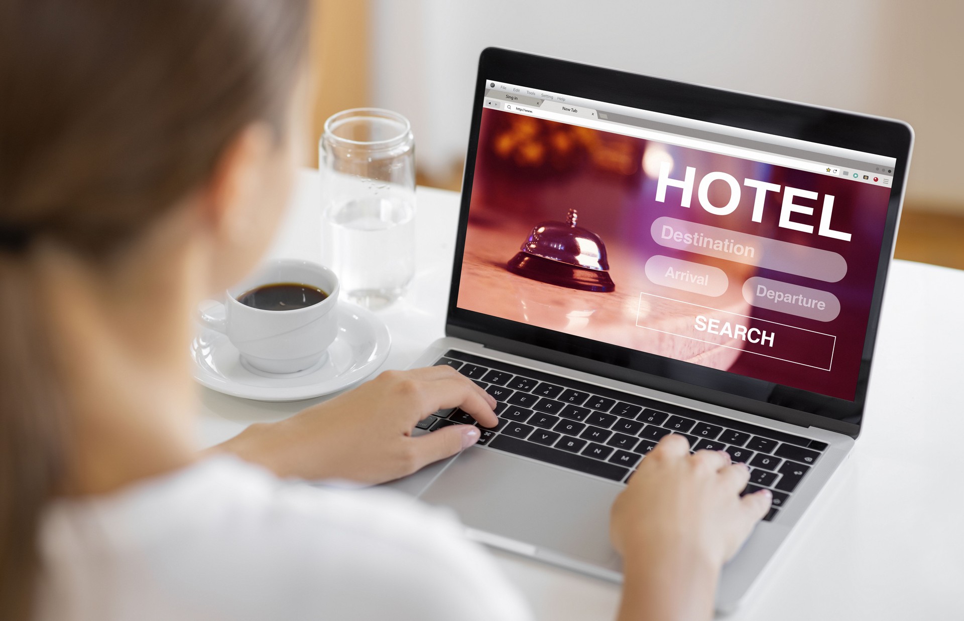 Online Hotel Booking on Laptop Screen